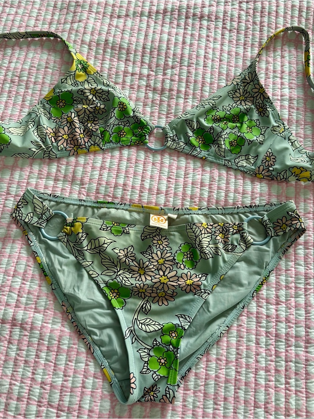 Tory Burch Floral Bikini Set in Mint Green and Lime